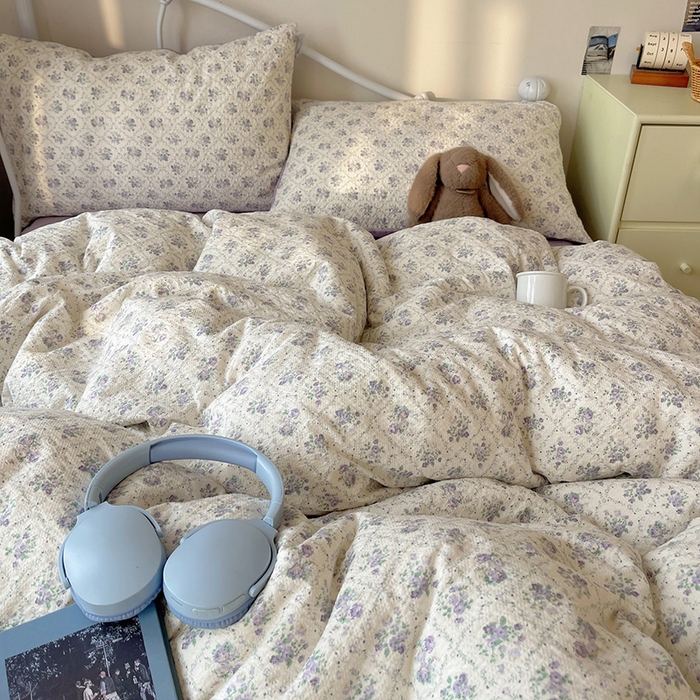 91家纺网 家纺一手货源 找家纺 贝扬思家纺 2026新款高品质A类泡芙纱普通款四件套-110g-(软软糯糯小红书推荐~) 雾屿蔷薇