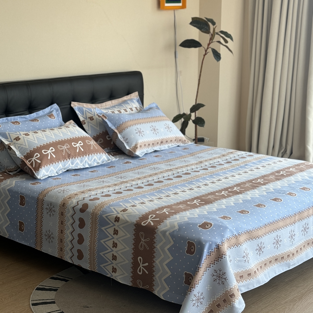 91家纺网 家纺一手货源 找家纺 （总）一隅花田 2026新款麻感粗砂加厚老粗布床单三件套（品牌同款）