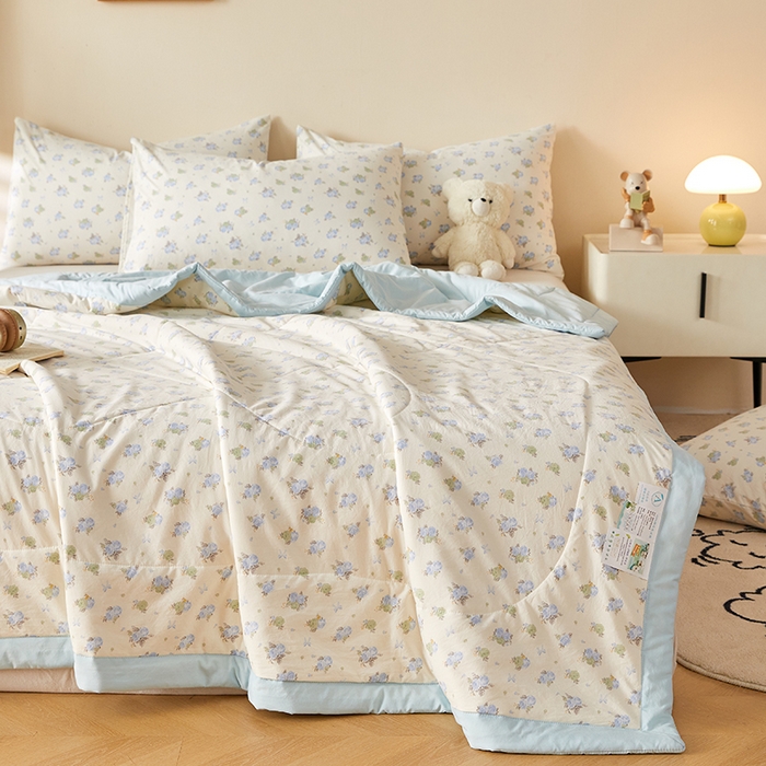 91家纺网 家纺一手货源 找家纺 （总）海洋家纺 2026新款100%新疆棉花印花夏被亲肤仿棉夏凉被纯手包边空调被薄被子 