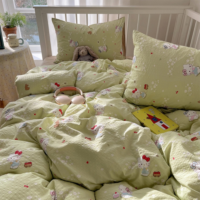 91家纺网 家纺一手货源 找家纺 贝扬思家纺 2026新款高品质A类泡芙纱普通款四件套-110g-(软软糯糯小红书推荐~) 小猫拉车