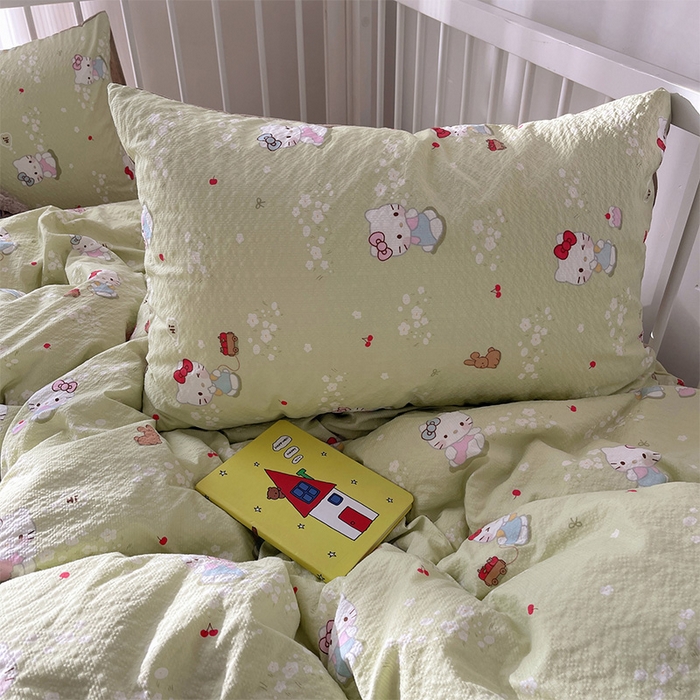 91家纺网 家纺一手货源 找家纺 贝扬思家纺 2026新款高品质A类泡芙纱普通款四件套-110g-(软软糯糯小红书推荐~) 小猫拉车