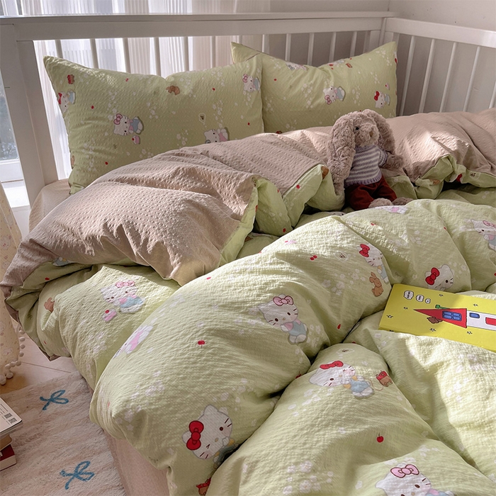 91家纺网 家纺一手货源 找家纺 贝扬思家纺 2026新款高品质A类泡芙纱普通款四件套-110g-(软软糯糯小红书推荐~) 小猫拉车