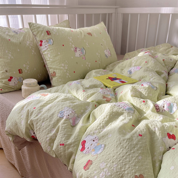 91家纺网 家纺一手货源 找家纺 贝扬思家纺 2026新款高品质A类泡芙纱普通款四件套-110g-(软软糯糯小红书推荐~) 小猫拉车