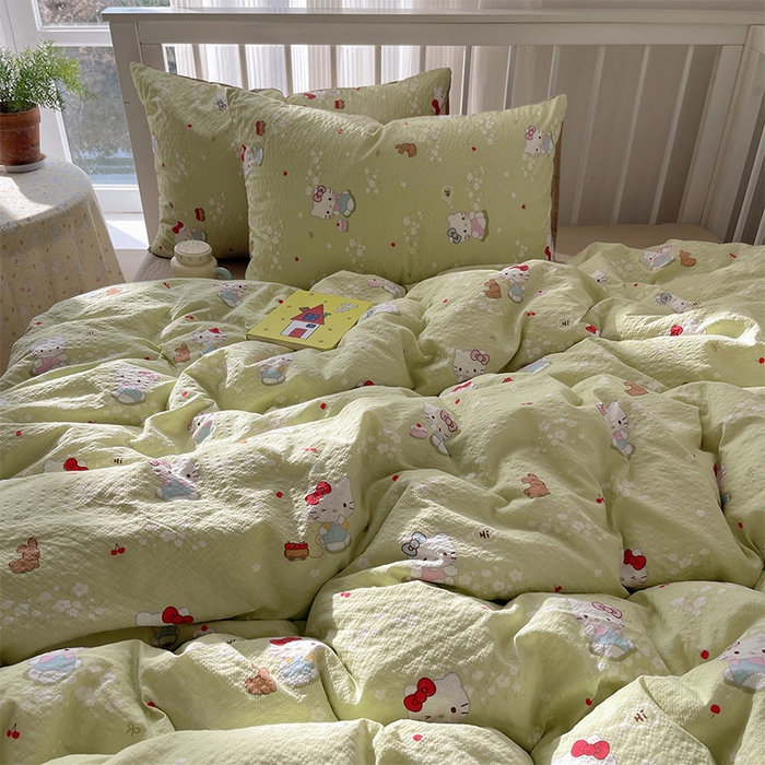 91家纺网 家纺一手货源 找家纺 贝扬思家纺 2026新款高品质A类泡芙纱普通款四件套-110g-(软软糯糯小红书推荐~) 小猫拉车