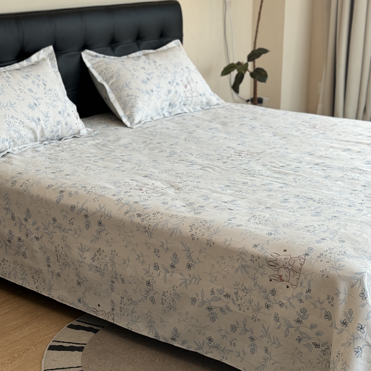 91家纺网 家纺一手货源 找家纺 一隅花田 2026新款麻感粗砂加厚老粗布床单三件套（品牌同款） 爱丽丝