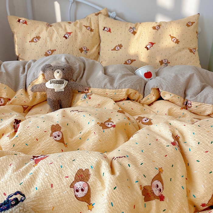 91家纺网 家纺一手货源 找家纺 贝扬思家纺 2026新款高品质A类泡芙纱普通款四件套-110g-(软软糯糯小红书推荐~) 星星糖豆