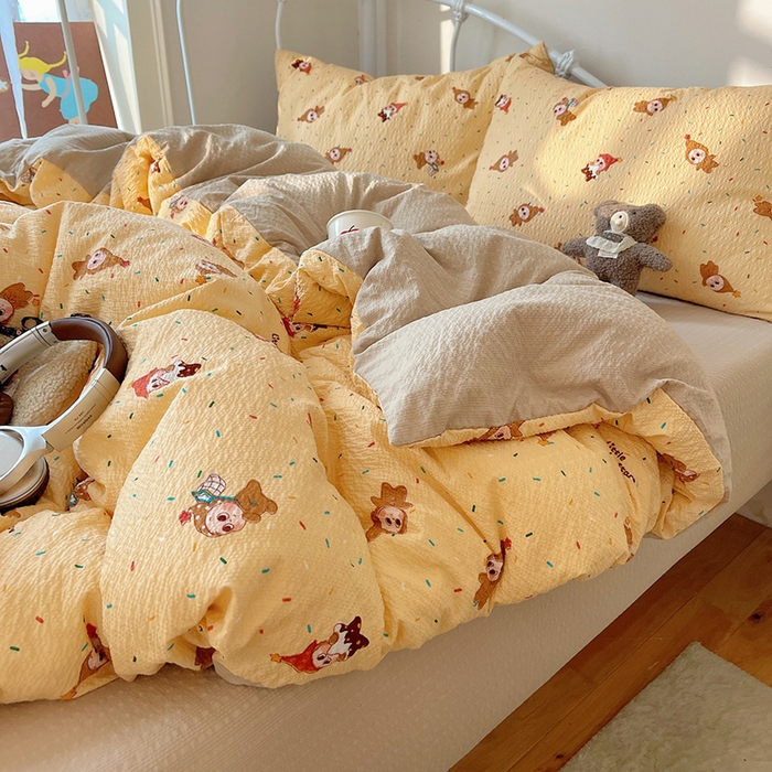 91家纺网 家纺一手货源 找家纺 贝扬思家纺 2026新款高品质A类泡芙纱普通款四件套-110g-(软软糯糯小红书推荐~) 星星糖豆