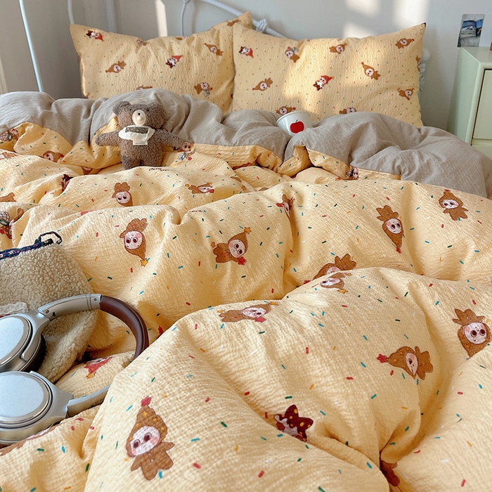 91家纺网 家纺一手货源 找家纺 贝扬思家纺 2026新款高品质A类泡芙纱普通款四件套-110g-(软软糯糯小红书推荐~) 星星糖豆