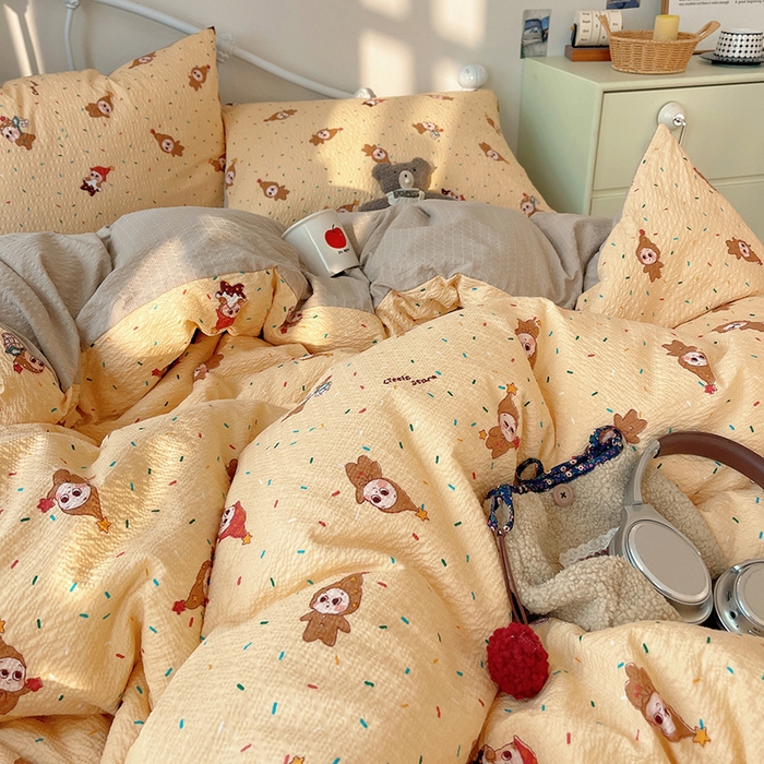 91家纺网 家纺一手货源 找家纺 贝扬思家纺 2026新款高品质A类泡芙纱普通款四件套-110g-(软软糯糯小红书推荐~) 星星糖豆