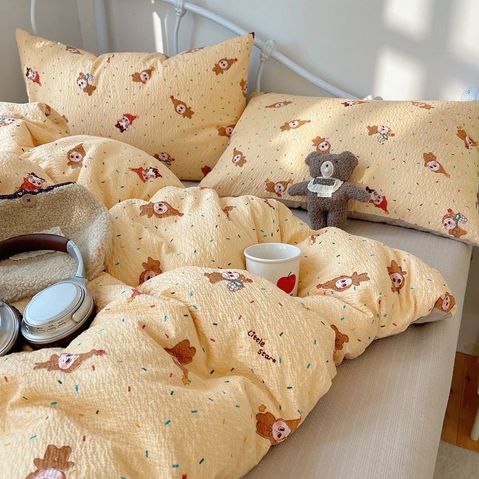 91家纺网 家纺一手货源 找家纺 贝扬思家纺 2026新款高品质A类泡芙纱普通款四件套-110g-(软软糯糯小红书推荐~) 星星糖豆