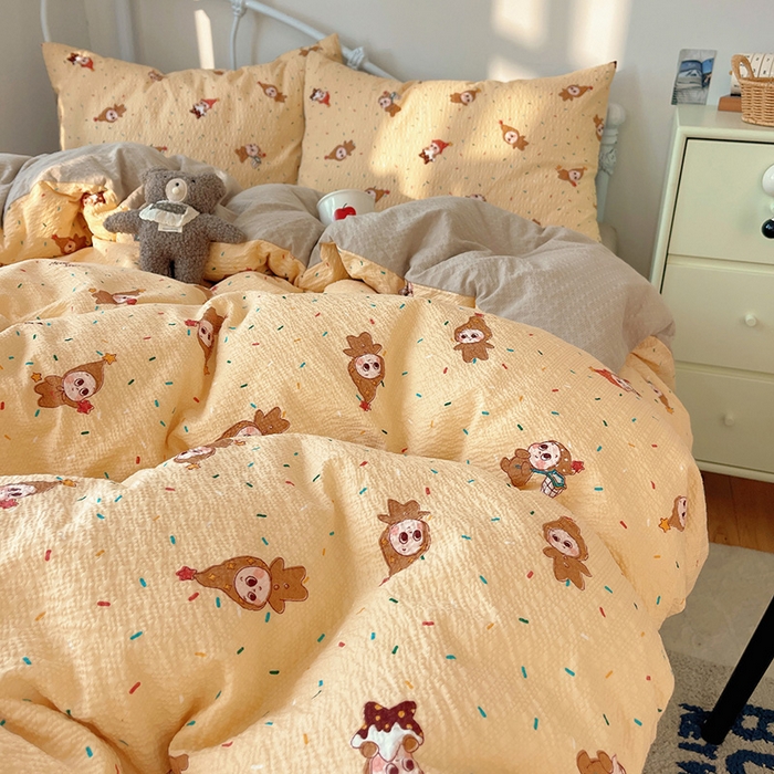 91家纺网 家纺一手货源 找家纺 贝扬思家纺 2026新款高品质A类泡芙纱普通款四件套-110g-(软软糯糯小红书推荐~) 星星糖豆