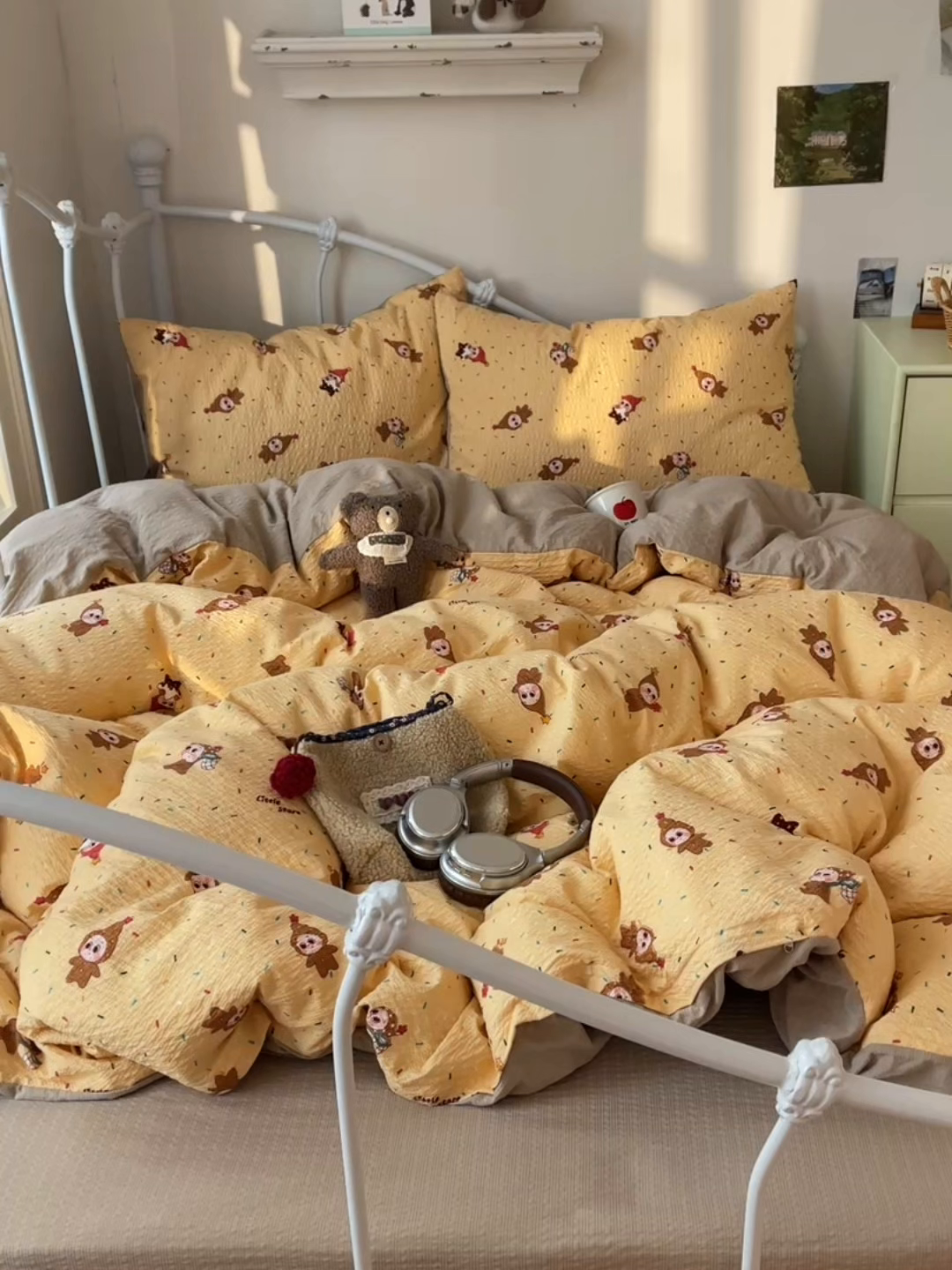 91家纺网 家纺一手货源 找家纺 贝扬思家纺 2026新款高品质A类泡芙纱普通款四件套-110g-(软软糯糯小红书推荐~) 星星糖豆