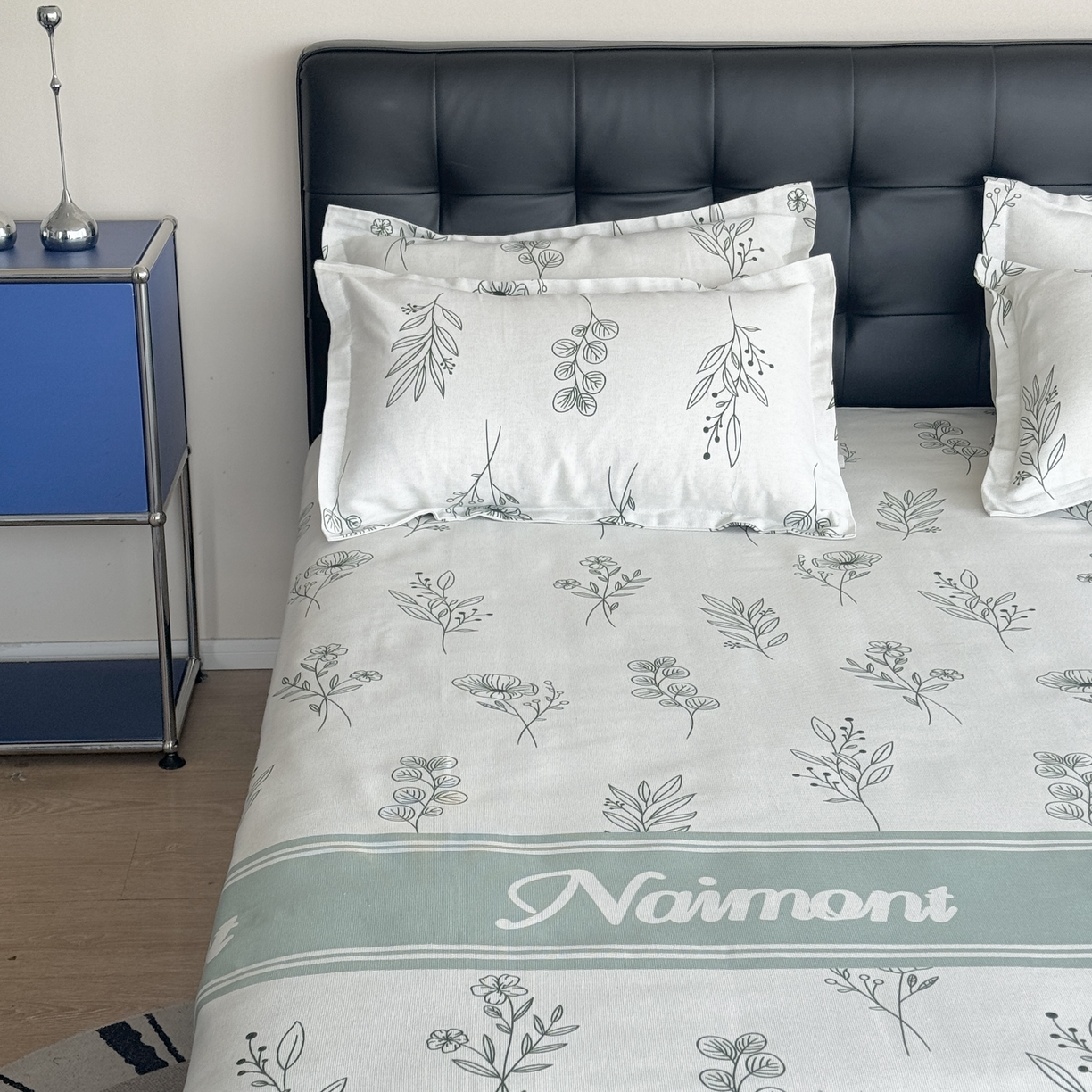 91家纺网 家纺一手货源 找家纺 一隅花田 2026新款麻感粗砂加厚老粗布床单三件套（品牌同款） 花意