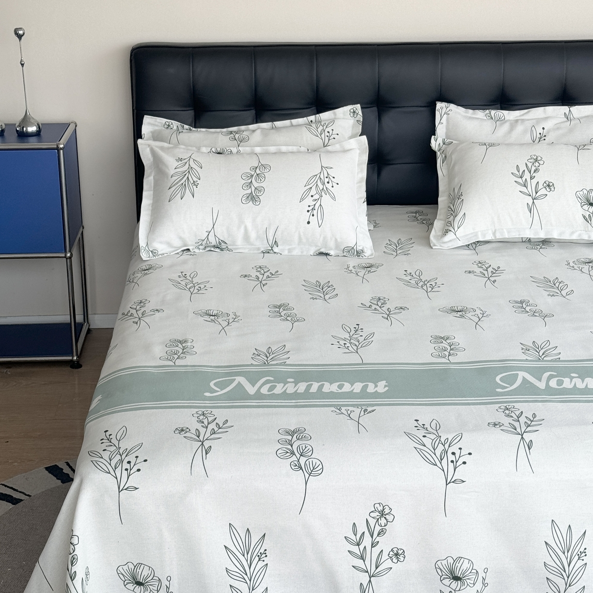 91家纺网 家纺一手货源 找家纺 一隅花田 2026新款麻感粗砂加厚老粗布床单三件套（品牌同款） 花意