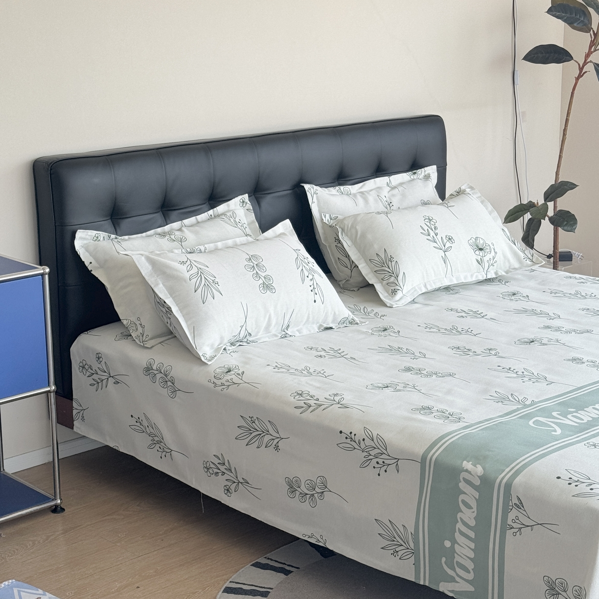 91家纺网 家纺一手货源 找家纺 一隅花田 2026新款麻感粗砂加厚老粗布床单三件套（品牌同款） 花意