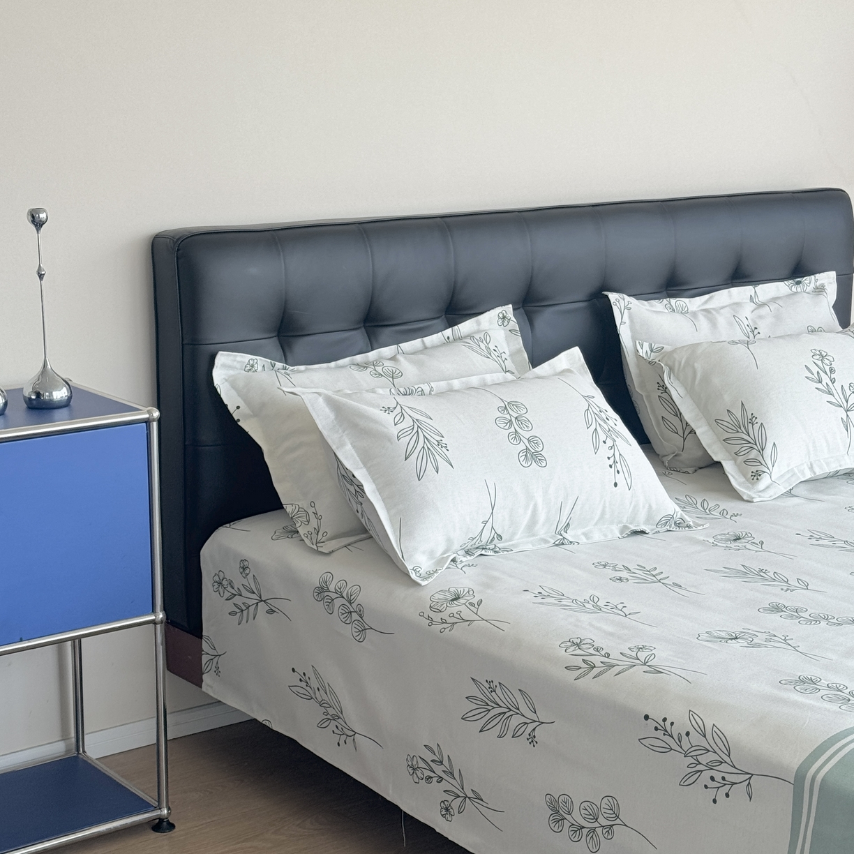 91家纺网 家纺一手货源 找家纺 一隅花田 2026新款麻感粗砂加厚老粗布床单三件套（品牌同款） 花意