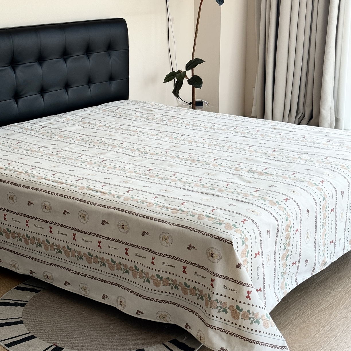 91家纺网 家纺一手货源 找家纺 一隅花田 2026新款麻感粗砂加厚老粗布床单三件套（品牌同款） 卡尔花田