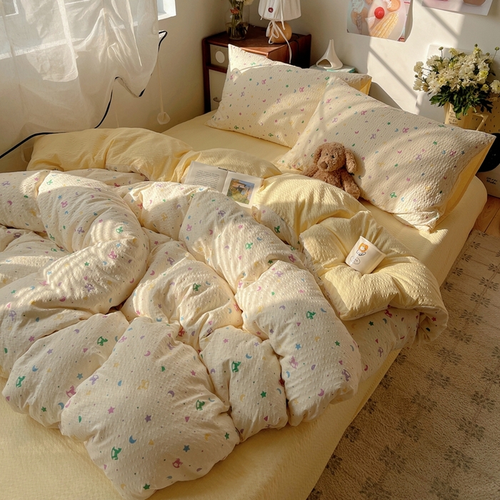 91家纺网 家纺一手货源 找家纺 贝扬思家纺 2026新款高品质A类泡芙纱普通款四件套-110g-(软软糯糯小红书推荐~) 摇摇木马