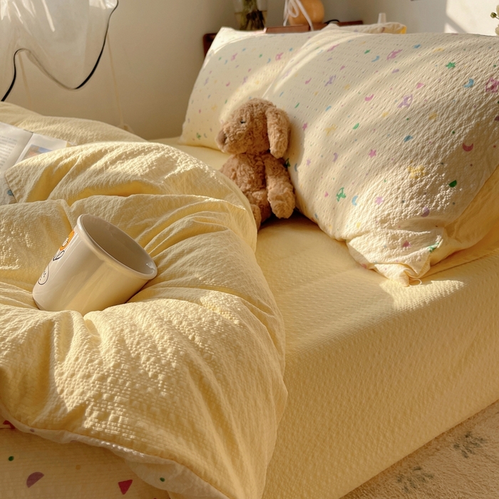 91家纺网 家纺一手货源 找家纺 贝扬思家纺 2026新款高品质A类泡芙纱普通款四件套-110g-(软软糯糯小红书推荐~) 摇摇木马