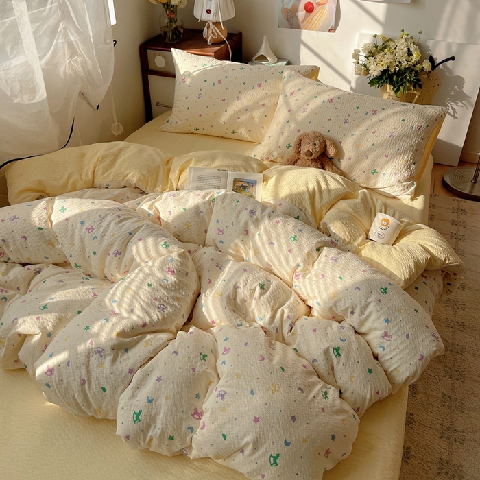 91家纺网 家纺一手货源 找家纺 贝扬思家纺 2026新款高品质A类泡芙纱普通款四件套-110g-(软软糯糯小红书推荐~) 摇摇木马