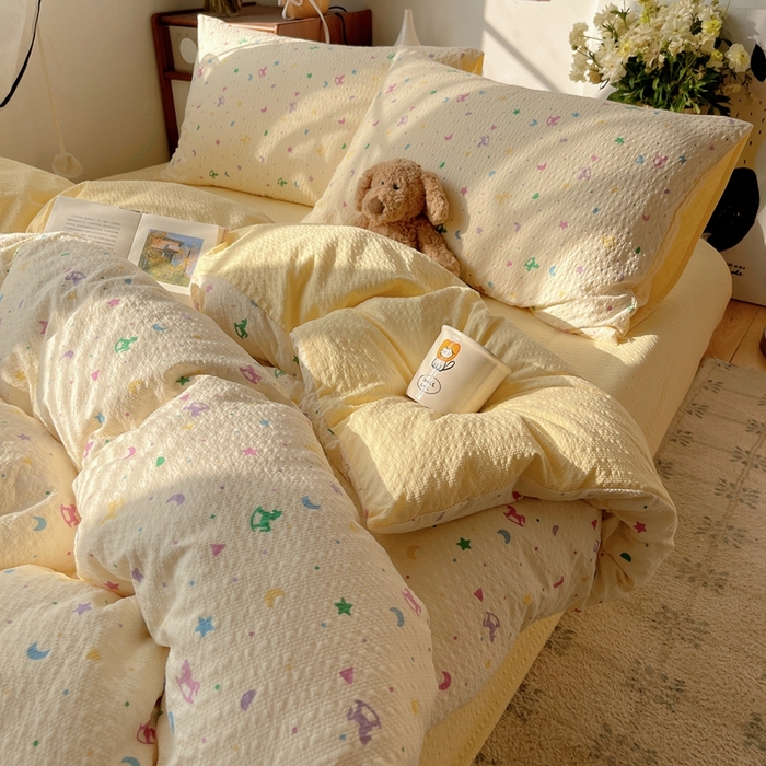 91家纺网 家纺一手货源 找家纺 贝扬思家纺 2026新款高品质A类泡芙纱普通款四件套-110g-(软软糯糯小红书推荐~) 摇摇木马