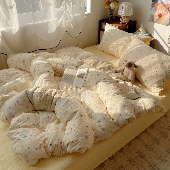 91家纺网 家纺一手货源 找家纺 贝扬思家纺 2026新款高品质A类泡芙纱普通款四件套-110g-(软软糯糯小红书推荐~) 摇摇木马