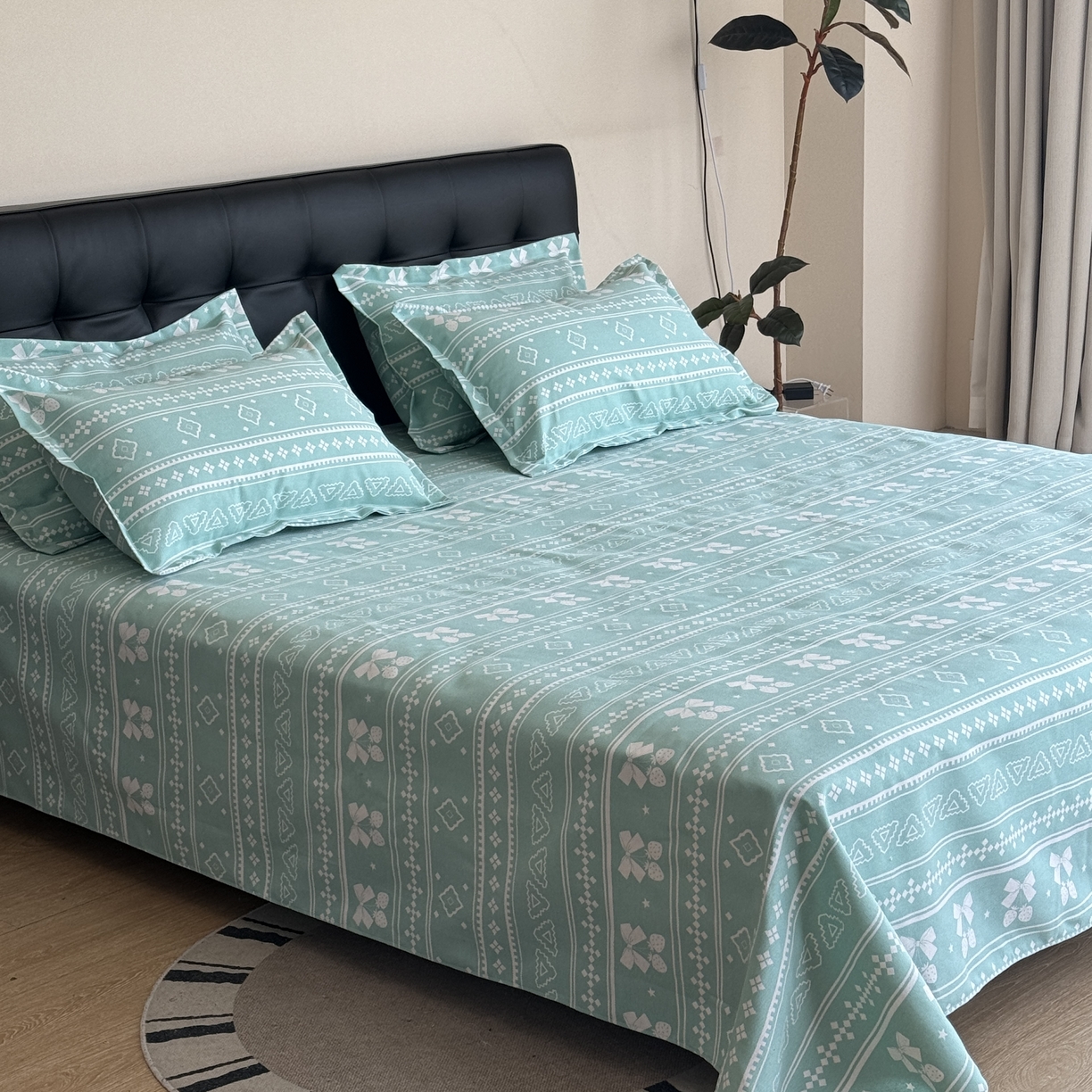 91家纺网 家纺一手货源 找家纺 一隅花田 2026新款麻感粗砂加厚老粗布床单三件套（品牌同款） 米歇尔