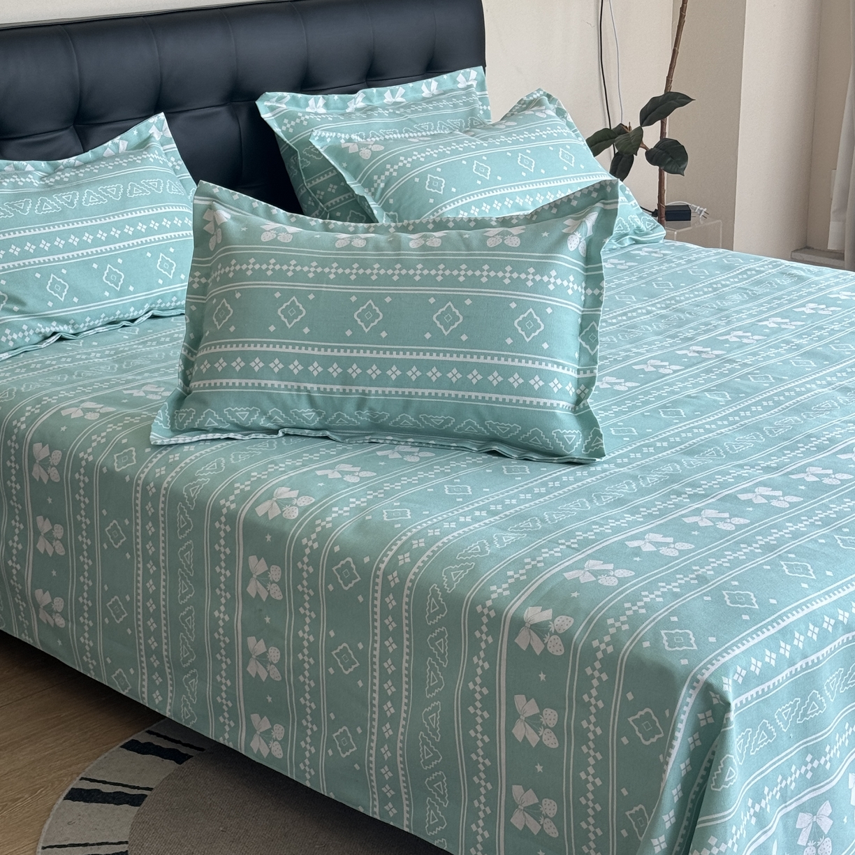 91家纺网 家纺一手货源 找家纺 一隅花田 2026新款麻感粗砂加厚老粗布床单三件套（品牌同款） 米歇尔