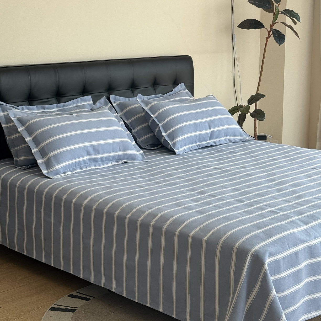 91家纺网 家纺一手货源 找家纺 一隅花田 2026新款麻感粗砂加厚老粗布床单三件套（品牌同款） 索菲米亚