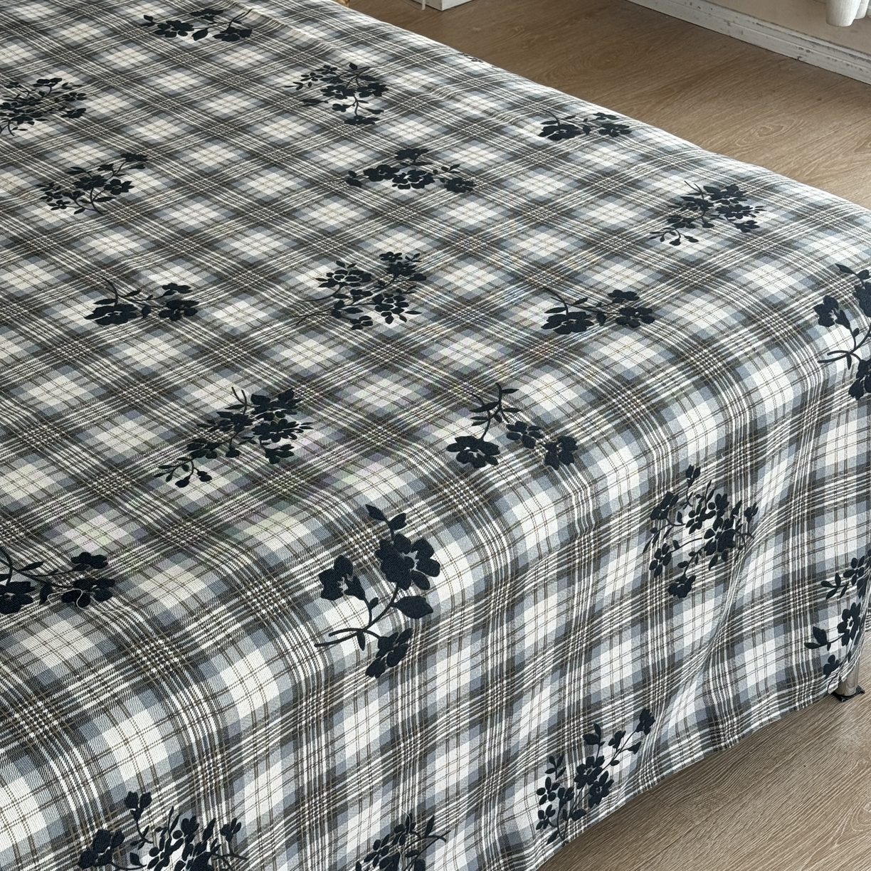 91家纺网 家纺一手货源 找家纺 一隅花田 2026新款麻感粗砂加厚老粗布床单三件套（品牌同款） 鸢尾格