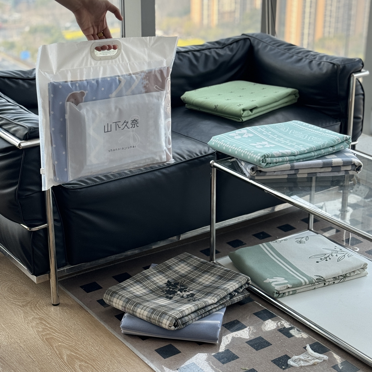 一隅花田 2026新款麻感粗砂加厚老粗布床单三件套（品牌同款） 组合图仅参考不可下单