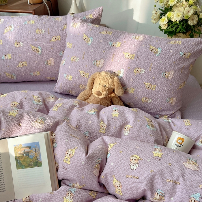 91家纺网 家纺一手货源 找家纺 贝扬思家纺 2026新款高品质A类泡芙纱普通款四件套-110g-(软软糯糯小红书推荐~) 摘星星人