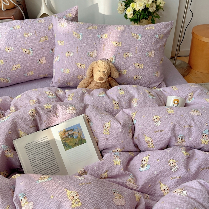 91家纺网 家纺一手货源 找家纺 贝扬思家纺 2026新款高品质A类泡芙纱普通款四件套-110g-(软软糯糯小红书推荐~) 摘星星人