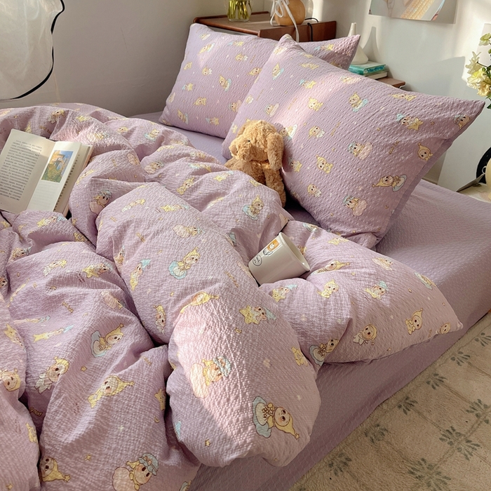 91家纺网 家纺一手货源 找家纺 贝扬思家纺 2026新款高品质A类泡芙纱普通款四件套-110g-(软软糯糯小红书推荐~) 摘星星人