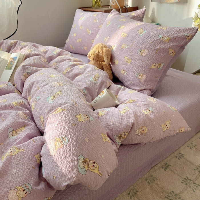 91家纺网 家纺一手货源 找家纺 贝扬思家纺 2026新款高品质A类泡芙纱普通款四件套-110g-(软软糯糯小红书推荐~) 摘星星人