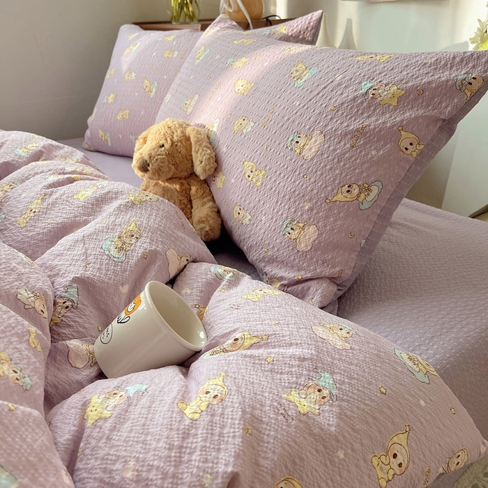 91家纺网 家纺一手货源 找家纺 贝扬思家纺 2026新款高品质A类泡芙纱普通款四件套-110g-(软软糯糯小红书推荐~) 摘星星人