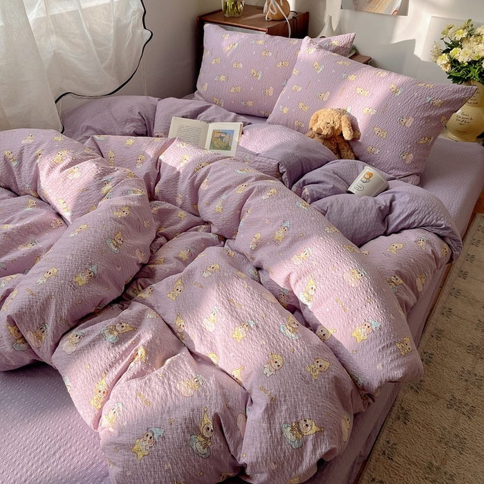 91家纺网 家纺一手货源 找家纺 贝扬思家纺 2026新款高品质A类泡芙纱普通款四件套-110g-(软软糯糯小红书推荐~) 摘星星人