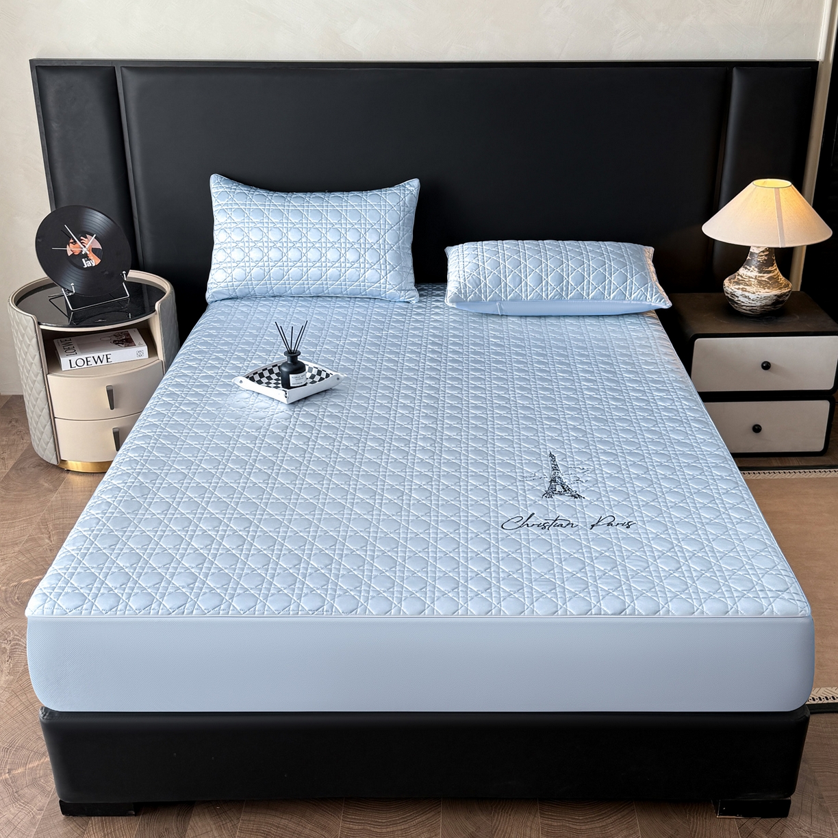 91家纺网 家纺一手货源 找家纺 蓝极人 2026春夏新款冰丝绸水光席席子凉席-戴妃 戴妃-宁静蓝