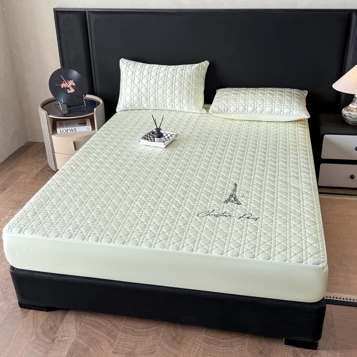 91家纺网 家纺一手货源 找家纺 蓝极人 2026春夏新款冰丝绸水光席席子凉席-戴妃 戴妃-青柠绿