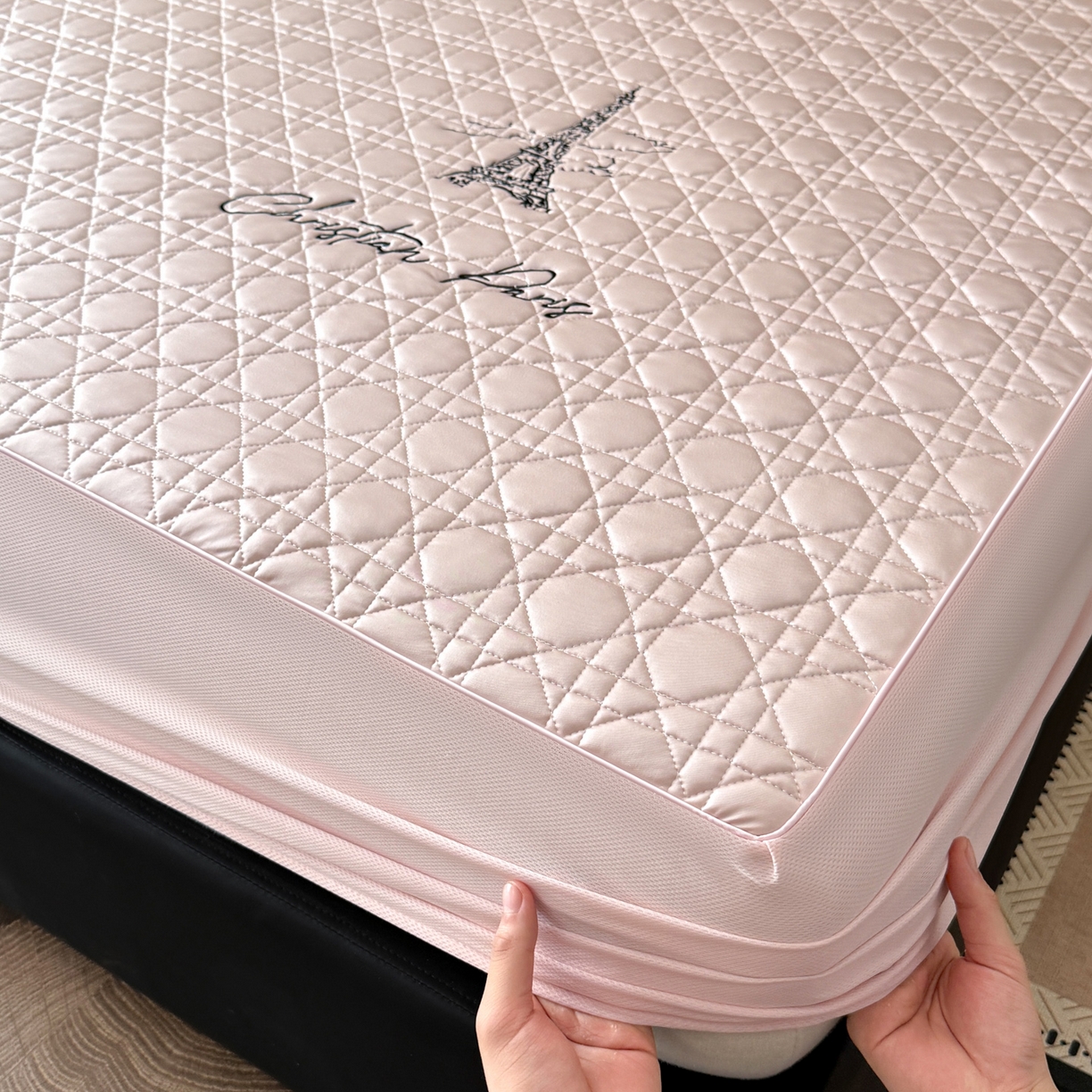 91家纺网 家纺一手货源 找家纺 蓝极人 2026春夏新款冰丝绸水光席席子凉席-戴妃 戴妃-蔷薇粉