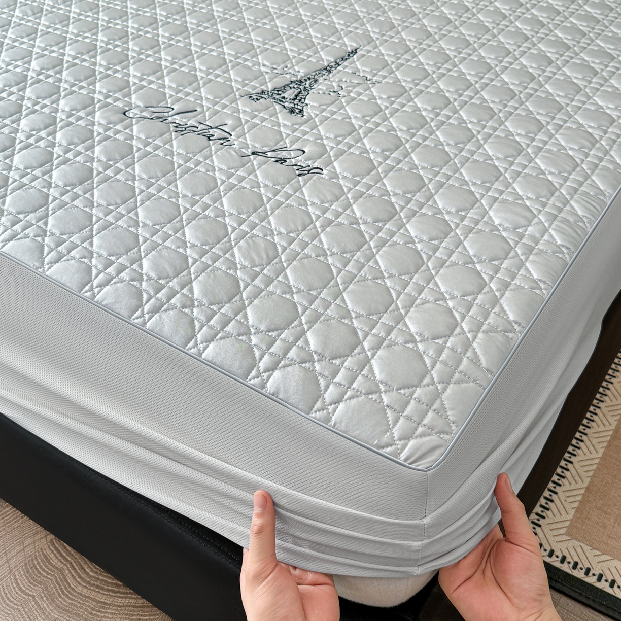 91家纺网 家纺一手货源 找家纺 蓝极人 2026春夏新款冰丝绸水光席席子凉席-戴妃 戴妃-月光灰