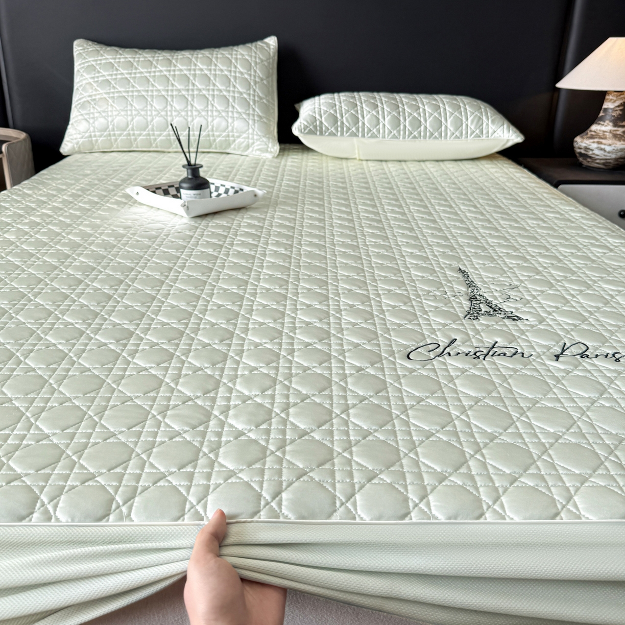 91家纺网 家纺一手货源 找家纺 蓝极人 2026春夏新款冰丝绸水光席席子凉席-戴妃 戴妃-青柠绿