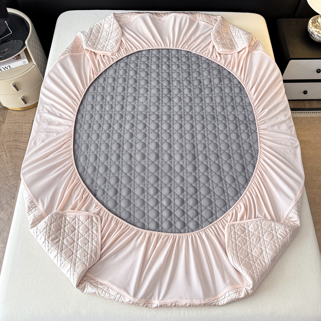 91家纺网 家纺一手货源 找家纺 蓝极人 2026春夏新款冰丝绸水光席席子凉席-戴妃 戴妃-蔷薇粉