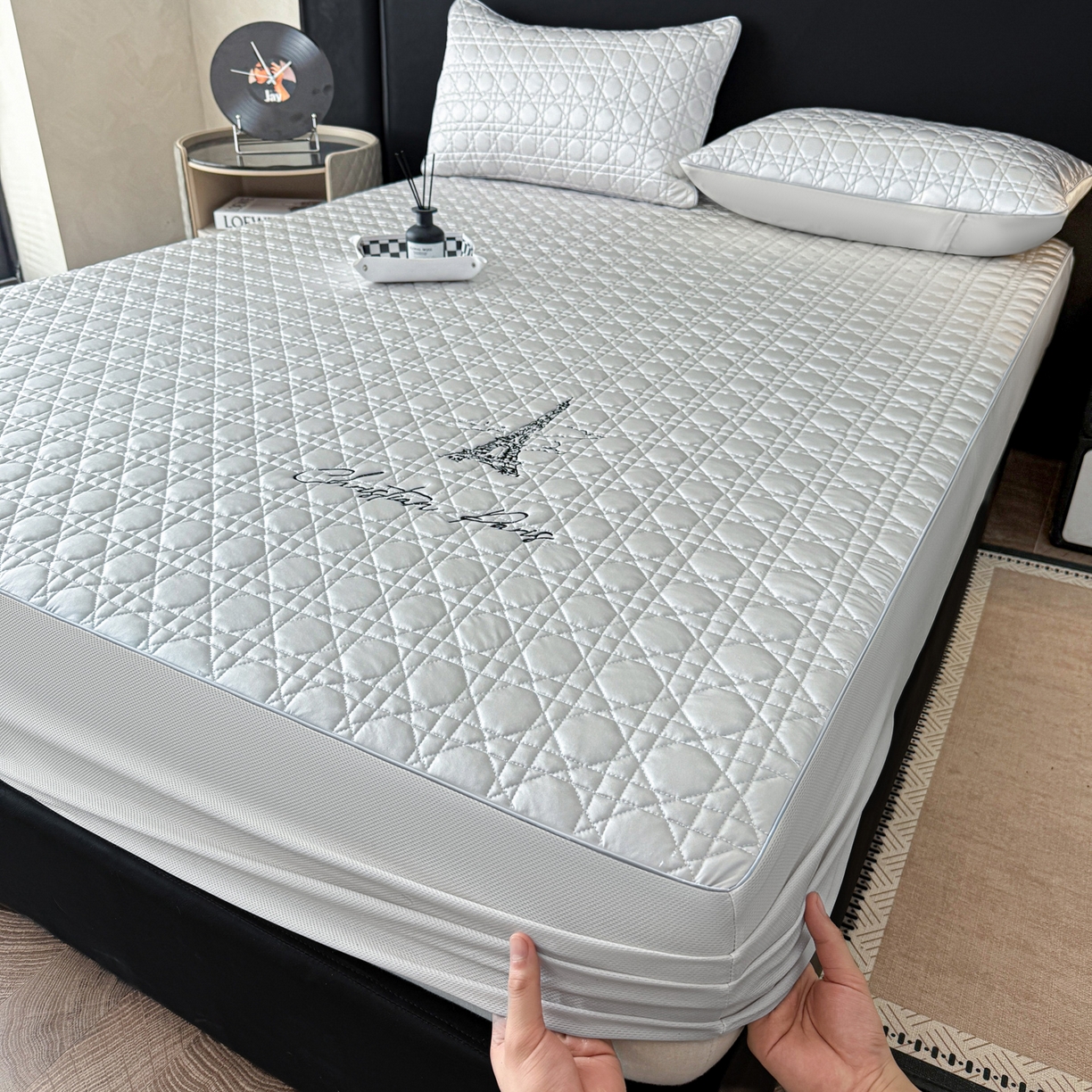 蓝极人 2026春夏新款冰丝绸水光席席子凉席-戴妃 戴妃-月光灰