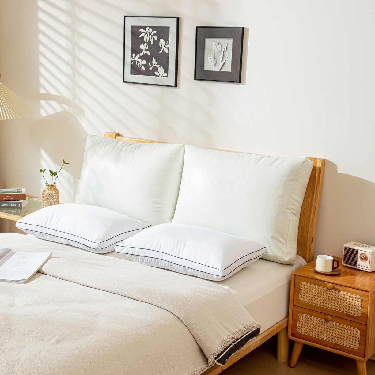 91家纺网 家纺一手货源 找家纺 沐沐家纺 2026新款油蜡皮立体面包枕靠背靠垫 奶白本白