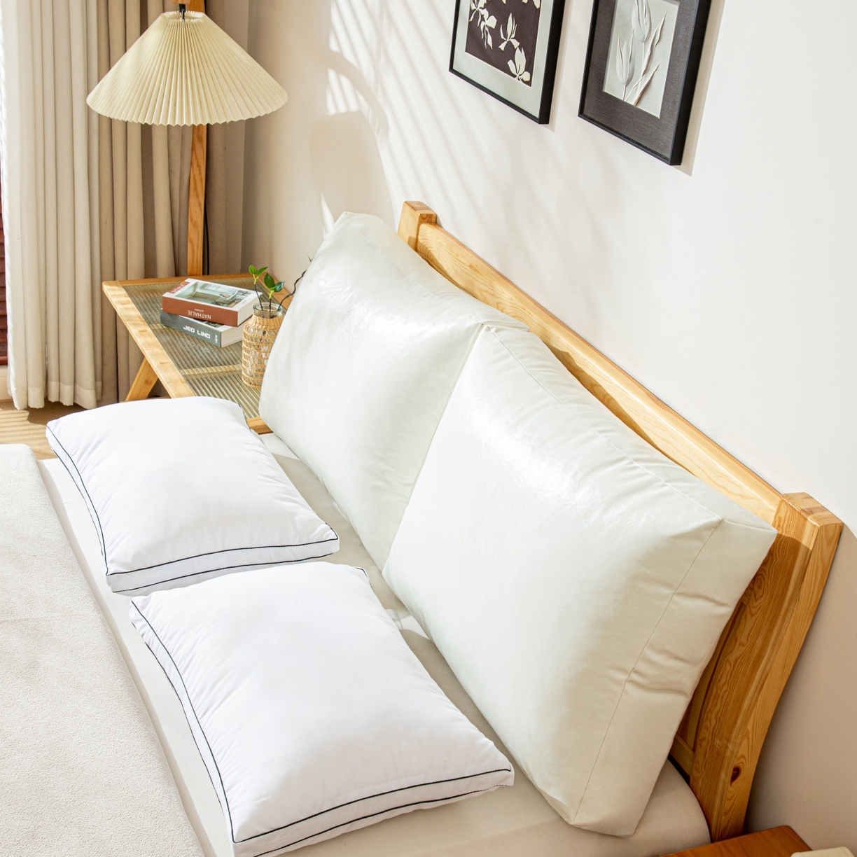 91家纺网 家纺一手货源 找家纺 沐沐家纺 2026新款油蜡皮立体面包枕靠背靠垫 奶白本白