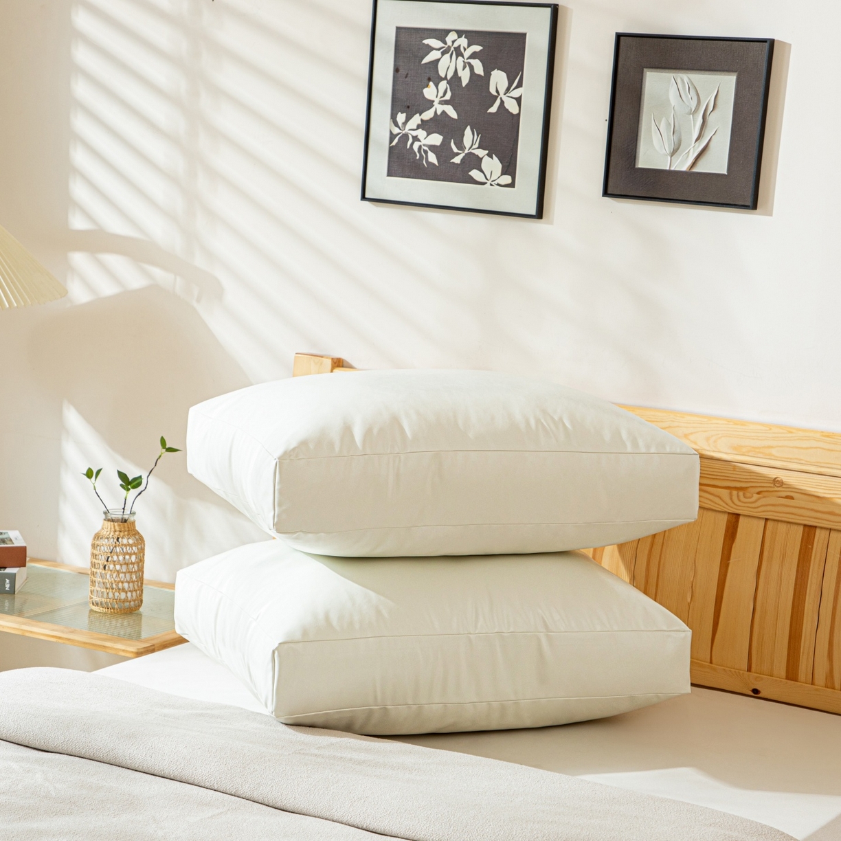 91家纺网 家纺一手货源 找家纺 沐沐家纺 2026新款油蜡皮立体面包枕靠背靠垫 奶白本白