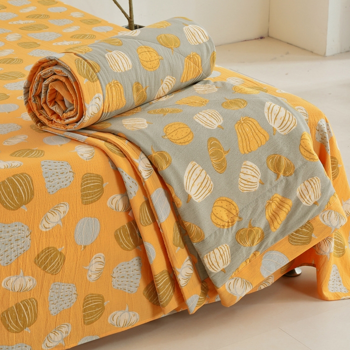 梦忧草 2026春夏新款木棉双层纱夏被夏凉被空调被 富贵南瓜