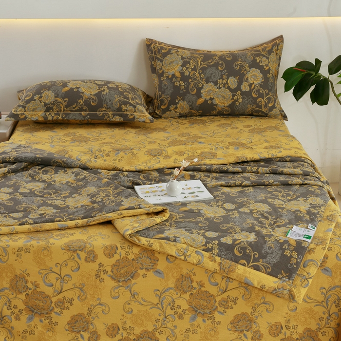 91家纺网 家纺一手货源 找家纺 梦忧草 2026春夏新款木棉双层纱夏被夏凉被空调被 前程似锦