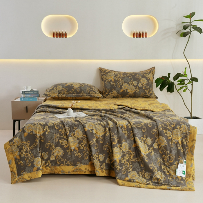 91家纺网 家纺一手货源 找家纺 梦忧草 2026春夏新款木棉双层纱夏被夏凉被空调被 前程似锦